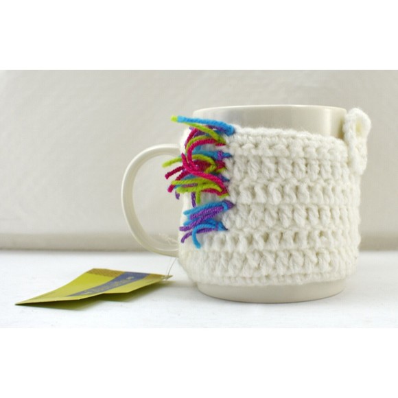 Spring Shop White Mug with Unicorn Knitted Cozy Removable Button - Coffee Cup - Picture 3 of 5